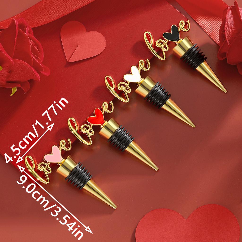 Bottle Stopper Heart Shaped Red Wine Champagne Wine Bottle Stopper Sealing Valentine's Day Wedding Birthday Party Small Gifts