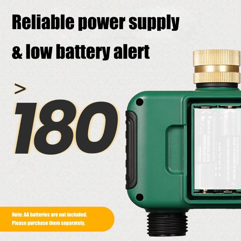 Robust Vattentät Dubbelzons Trädgårdsvattningstimer Mässingsinlopp Automatisk Sprinklerkontroller Med LCD-skärm