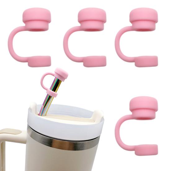 2Pcs Solid Color Straw Cover Food Grade BPA Free Silicone Reusable Dust-proof No Spill 10MM Tumbler Straw Tip Plug Topper Protector Cup Accessories