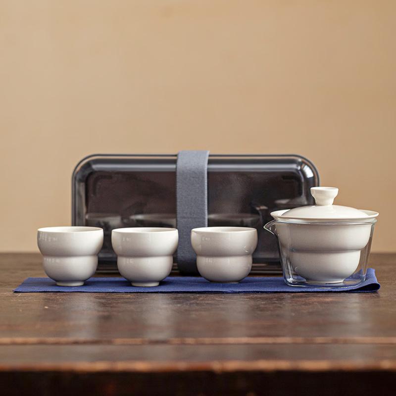 Hand-painted Underglaze Ceramic Travel Tea Set