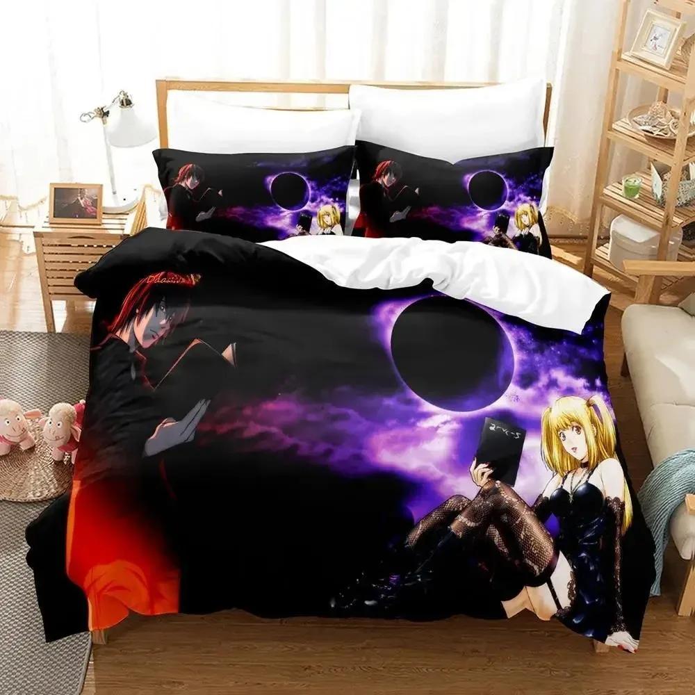 New Death Note Bedding Set Single Twin Full Queen King Size Bed Set Adult Kid Bedroom Duvet Cover Sets 3D Anime Bed Sheet Set