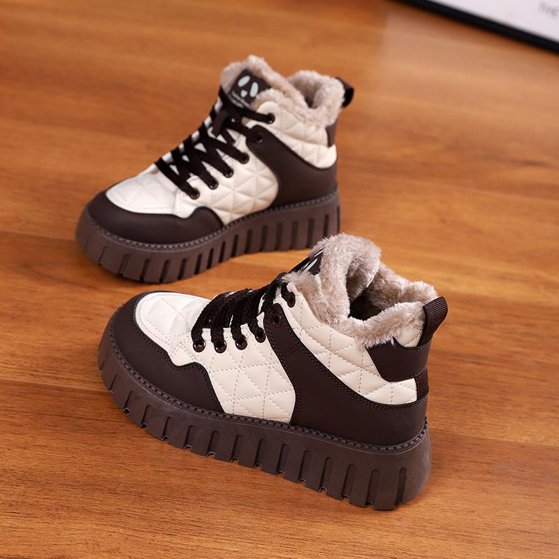 Schneestiefel Winter Neu Samt Verdickt Warm Pelz Integriert Dicke Sohle Kurze Stiefel Hoher Schaft Baumwollschuhe
