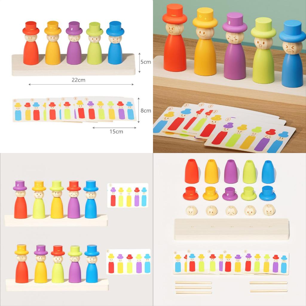 Montessori Holzspielzeug für Kleinkinder mit Gesichtsausdrucksfiguren für frühes Lernen und Feinmotorik