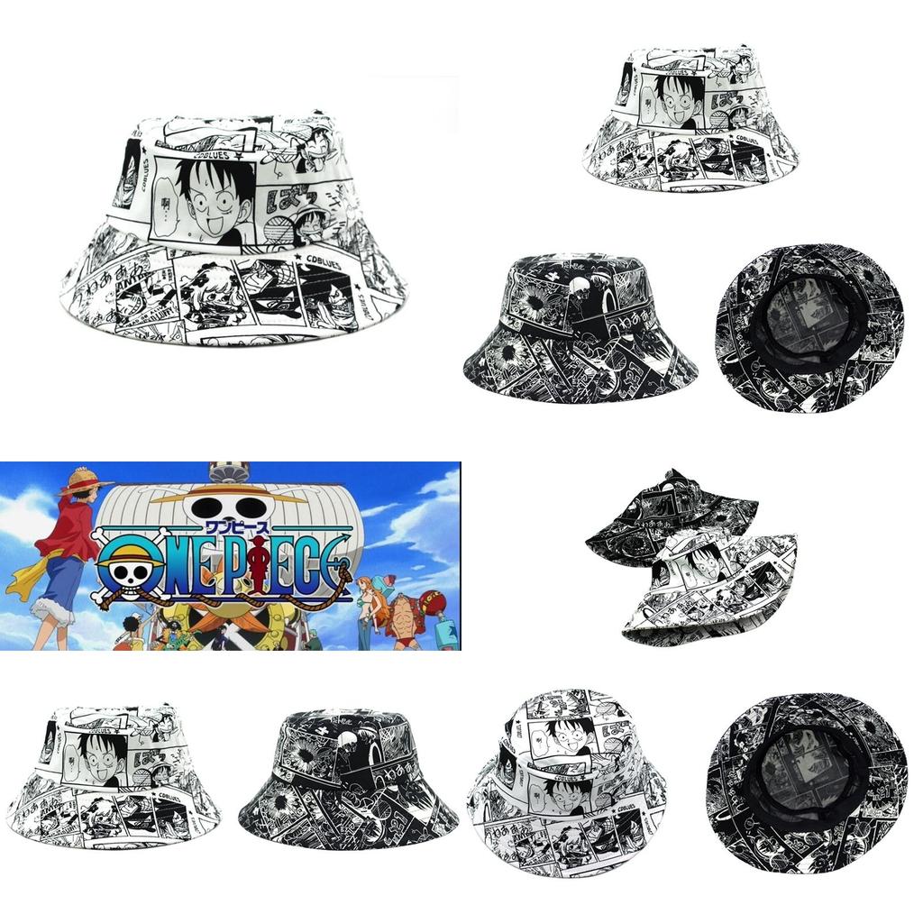 Stilvolle Anime One Piece Cosplay Luffy Aufdruck Fischerhut Eimerhut Für Männer Und Frauen Draußen