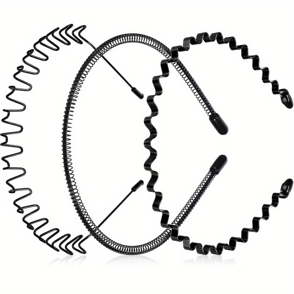 3/6 Stück Unisex-Haarband, Metall-Haarreif, schwarze Feder, rutschfest, für Männer und Frauen, Sport, modische Kopfbedeckung (Frühlingswelle)