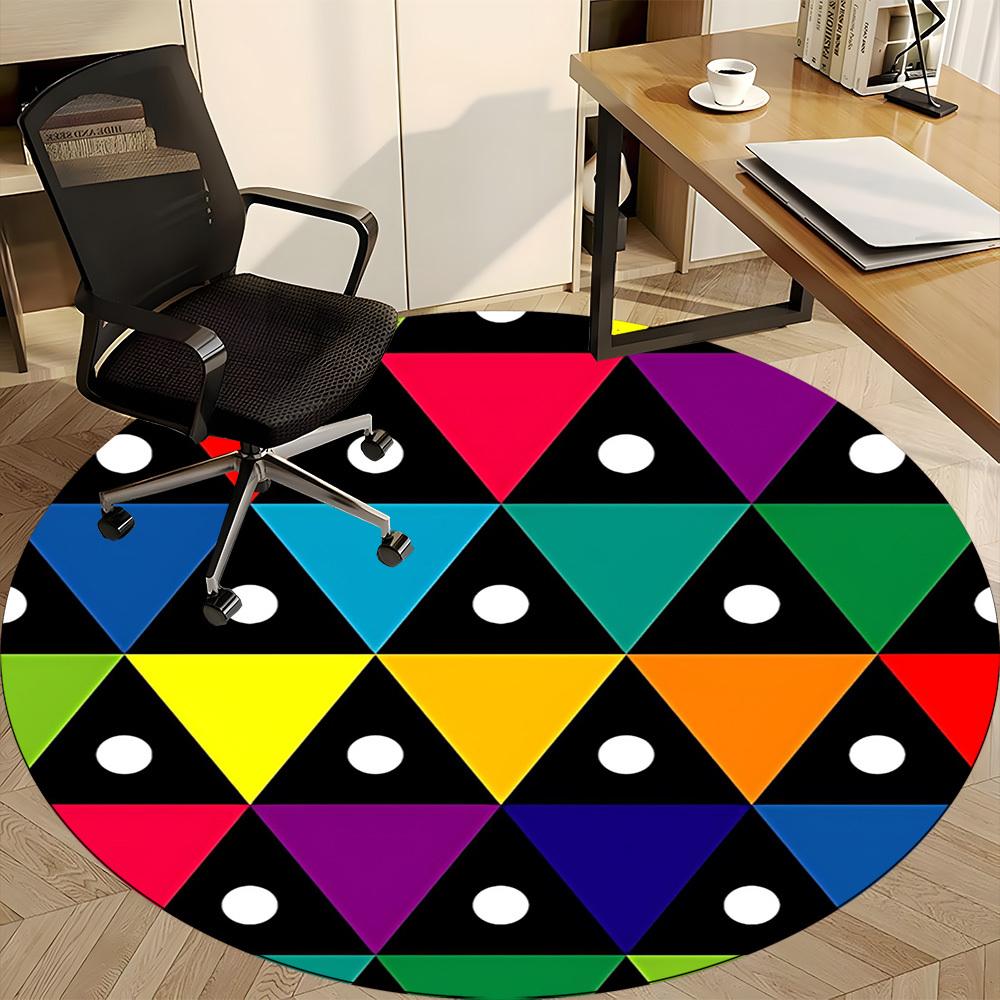 1pc Colorful Pattern Chair Carpet for Office, Non-slip, Soft and Durable Office Rug for Interior Decoration, Perfect for Office Yy260313032