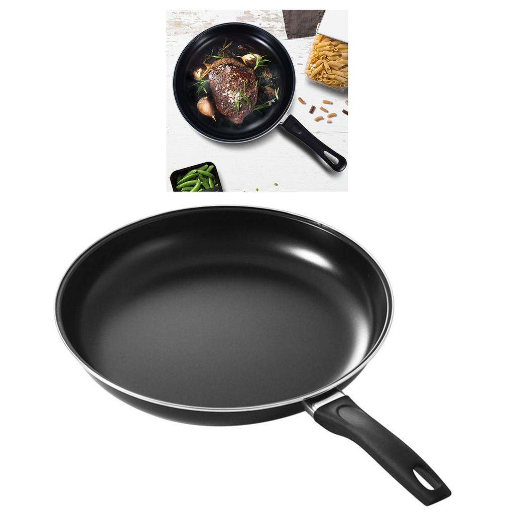 Runde Bratpfanne, tragbarer Griff, Antihaftbeschichtung, flache Bratpfanne mit Boden für Gasherd, Induktion