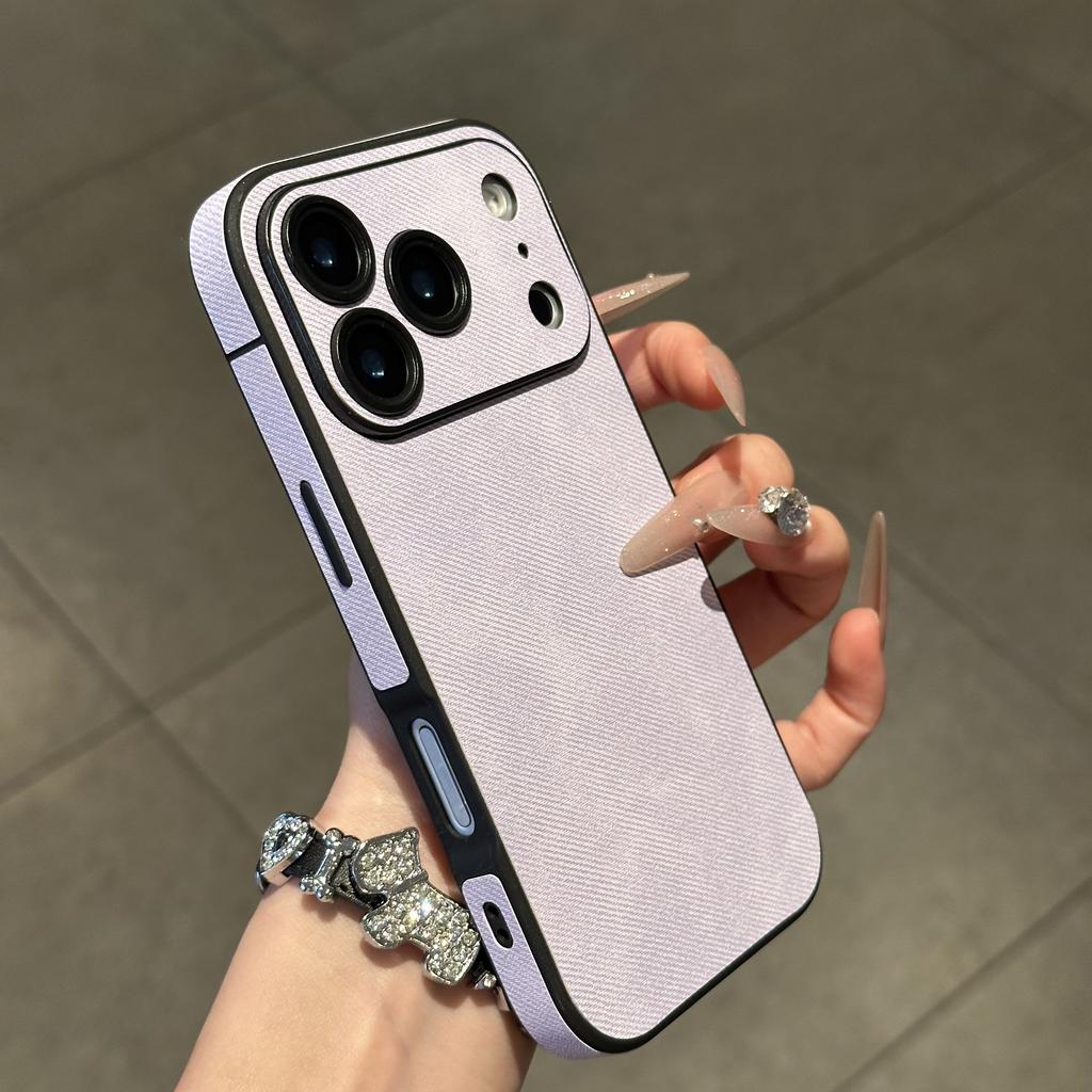 Echte Leder Handyhülle für iPhone 17 Air 16 15 14 Plus 13 12 11 Pro Max Weicher Silikon-Stoßfänger Matte Stoßfeste Abdeckung