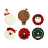 Santa Face Drink Bases, Set of 6 Hand-Crocheted Soft Cup Cushion Pad for Coffee Cups, Dining Tables, Offices, and Christmas Gathering Tables