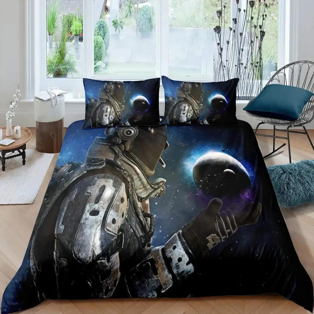 Astronaut Duvet Cover Set Galaxy Outer Space Bedding Set 3D Boys Cosmonaut Spaceman Comforter Cover Universe Planet Quilt Cover