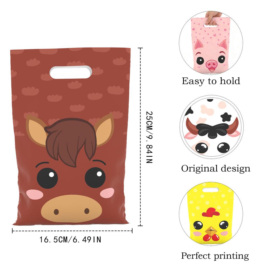 10/30pcs Farm Animals Gift Bags Birthday Party Decoration Ranch Goody Biscuit Candy Bag Baby shower Party Supplies 5