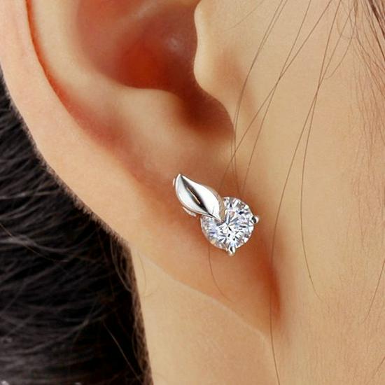 Dunhuang Fashion Heart-Shaped Swiss Crystal Earrings