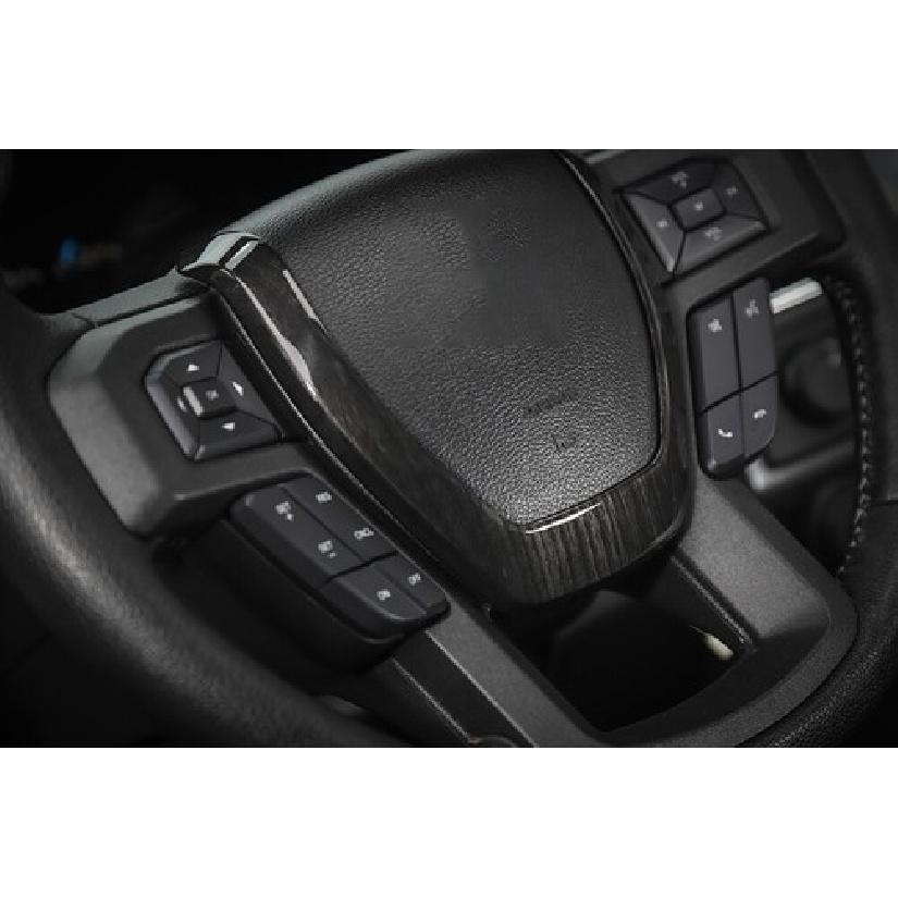 Black Wood Grain Steering Wheel Center Moulding Cover Trim For Ford F-150 2015+