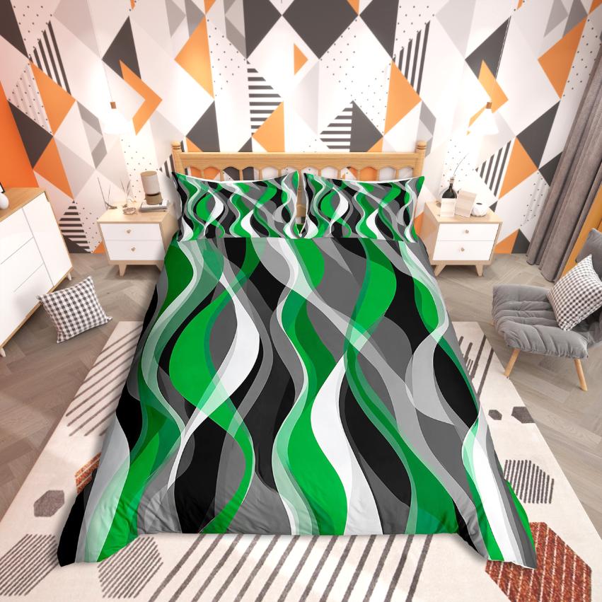 Homewish Geometric Stripes Duvet Cover SetSpiral Lines For Teens Bedding SetAbstract Artwork Decor