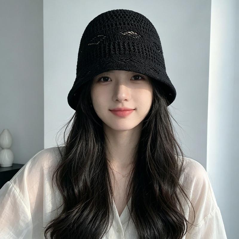 Women S Knitted Hollow Bucket Hat Summer Breathable Sun Shade Hat