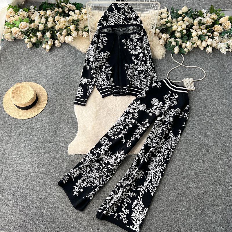 

Anti-Aging Casual Fashion Sports Wide Legs Pants Knitwear Black All yards