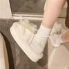 Women One-word Slippers Winter New Outdoor Non Slip Fashion Flower Plush Shoes Lightweight Comfortable Soft Sole Warm Home Shoes