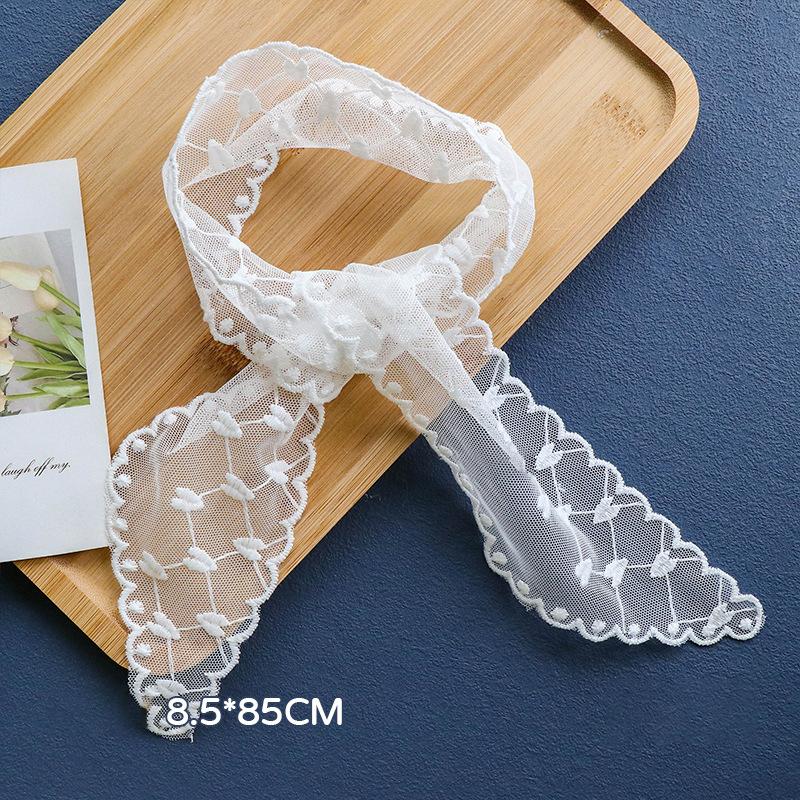 Sweet Flower Lace Neck Strap Dressing Decoration Korean Style Hair Band Neckerchief Transparent Long Ribbon Head Scarf