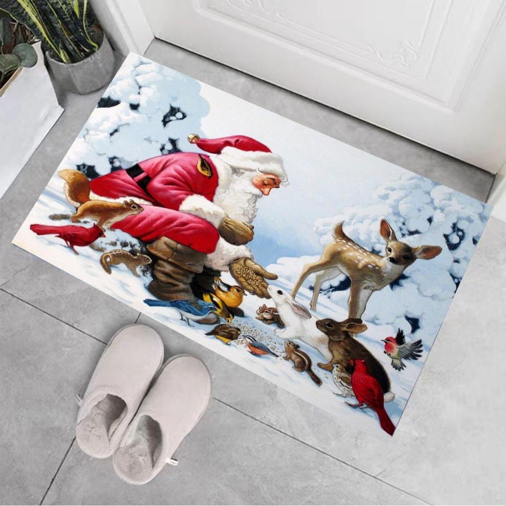 Winter-Haushalts-Samt-Fußmatten für den Eingangsbereich, Weihnachtstür, rutschfeste Matten, Eingangsmatten, schmutzabweisende, saugfähige Haushaltsdecken