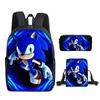 Sonic Elementary School Student Backpack 3-Piece Set Anime Cartoon Backpack Shoulder Bag Pen Bag