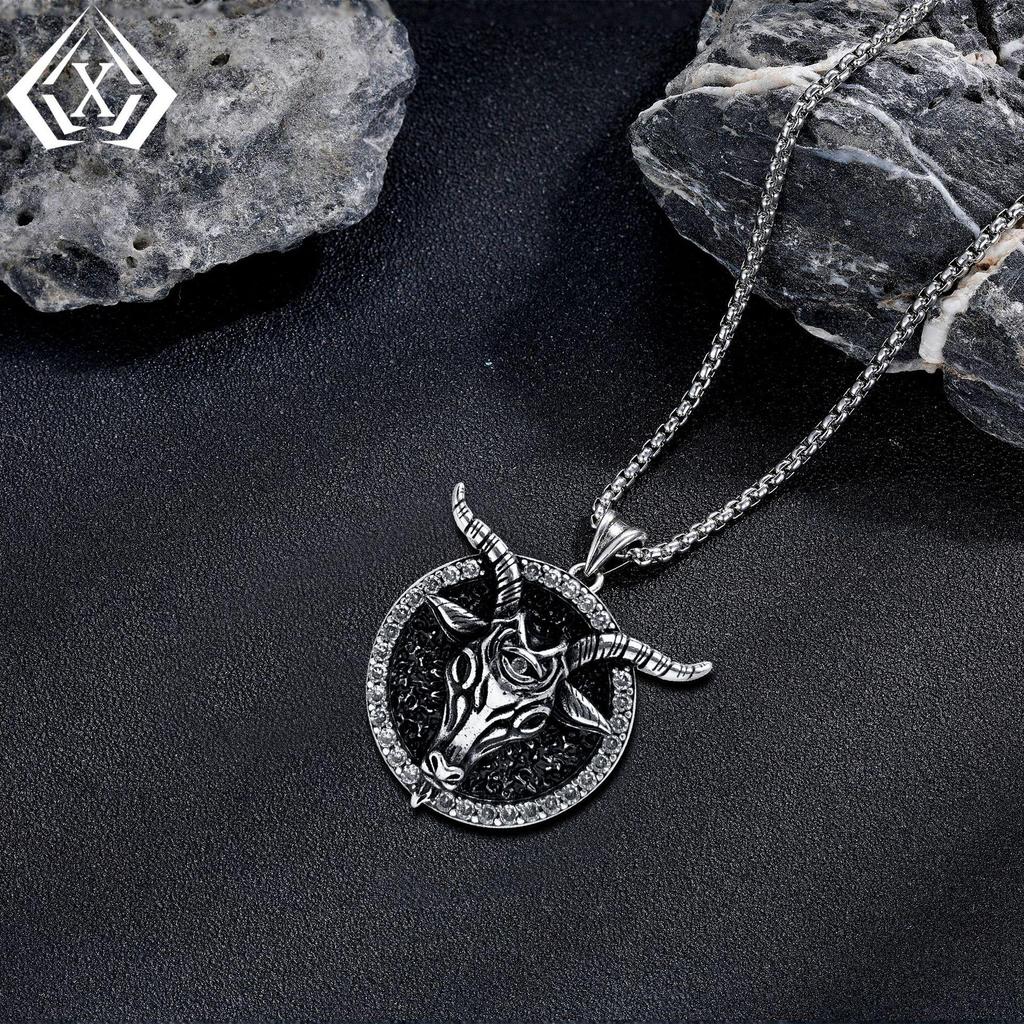 Xiweier Retro Bull Head Necklace - Unisex Copper Pendant