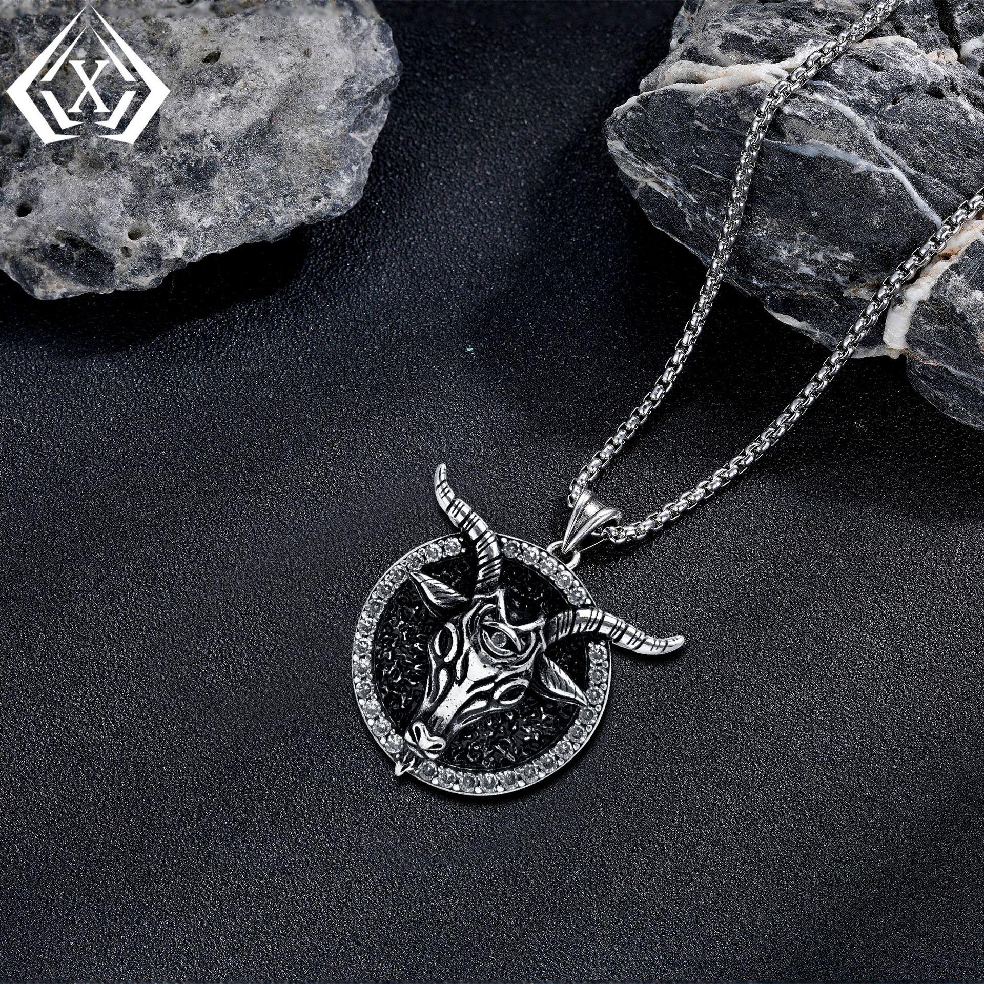 Ретро-ожерелье Xiweier с головой быка - Унисекс, медный кулон