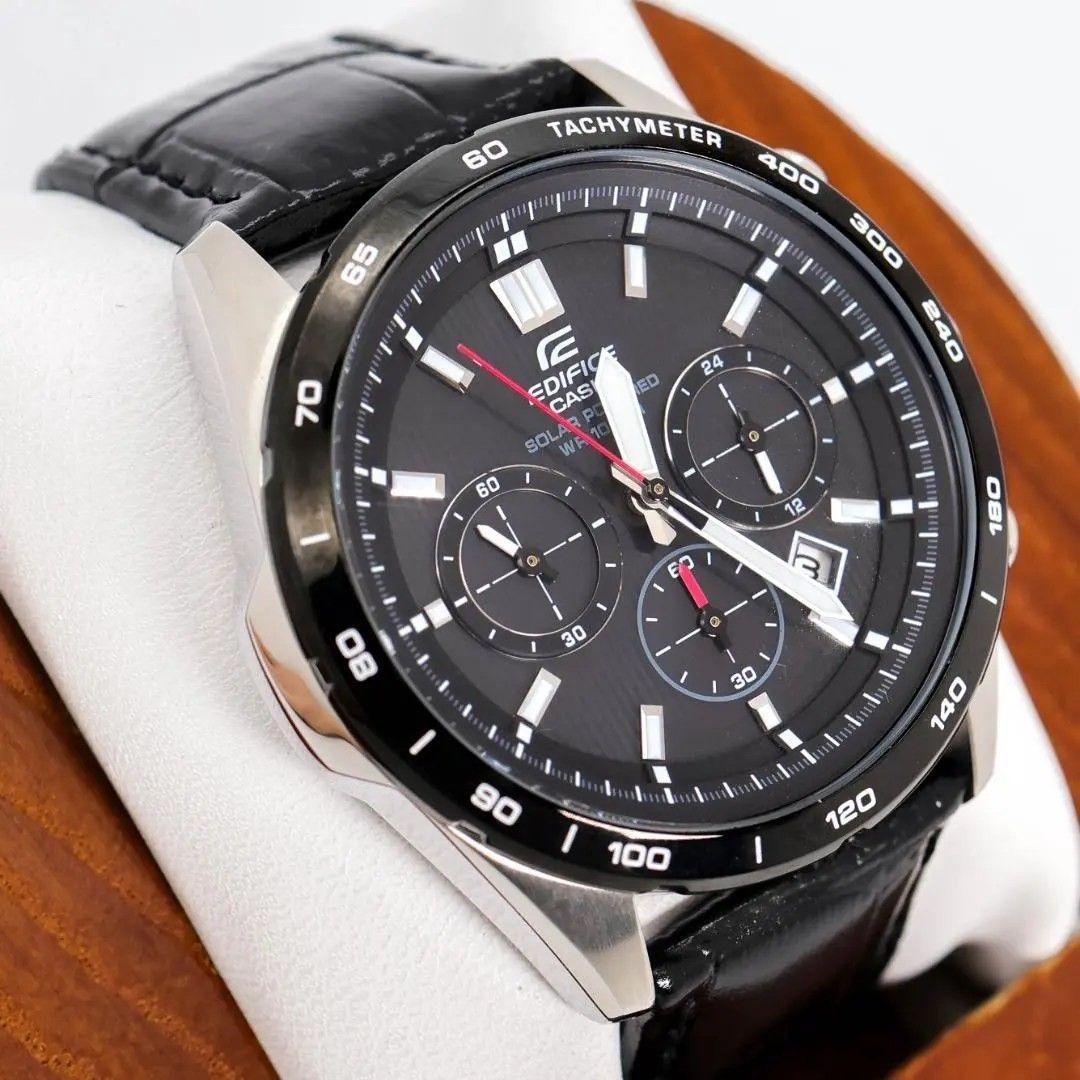 Used Operation CASIO EDIFICE wristwatch radio solar chronograph 1246