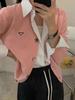 European V-Neck 100% Wool Knit Cardigan - Women's Autumn/Winter Embroidered Long Sleeve Sweater