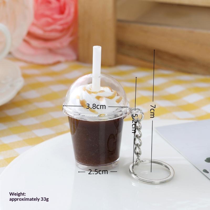 1Pcs Realistic Mini Ice Cream Soda Cup Keychains With Cherry Topping Bright Colors For Bag Decoration And Small Gifts