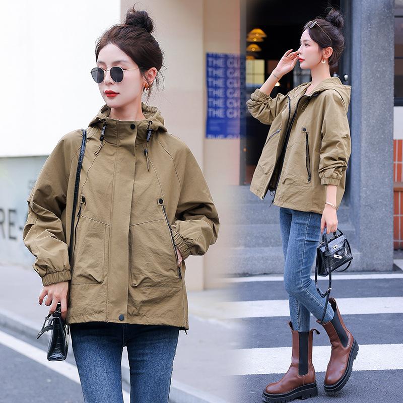 Popular explosive short coat top women's spring and autumn new loose fashion casual hooded jacket