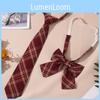 Childrens School Style Cotton Red Plaid Tie With Bowknot For Kids School Uniforms