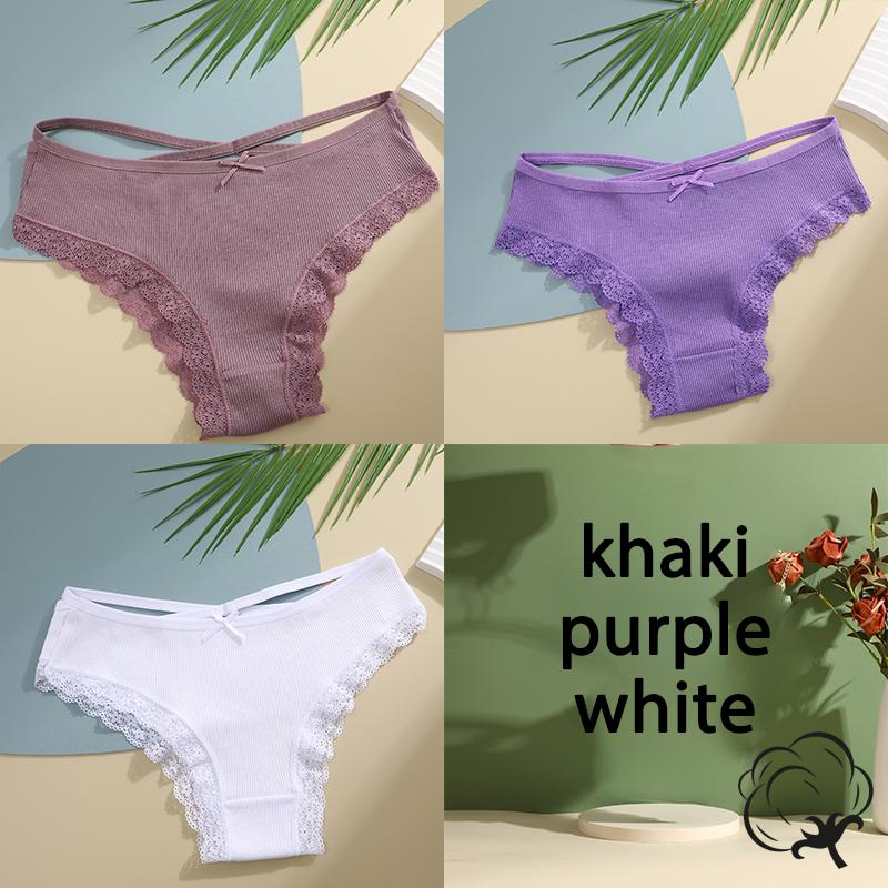 FINETOO 3PCS/Set Cotton Briefs Women Mid Waist Panties Sexy Underwear Ladies Lingere Straps Bow Panties Underware Comfortable Womens