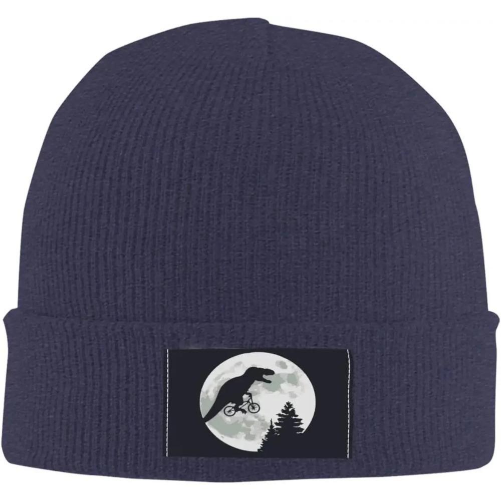 

Dinosaur Bicycle Moon Daily Unisex Beanie Hat for Unisex Women Acrylic Hat Winter Cozy Warm Stretch Thick Trendy Outdoor Knit Cap