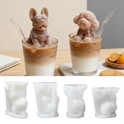 Simulated Dog Silicone Candle Mold 3D Ice Cube Mold Scented Soap Mold  Easy To Demold