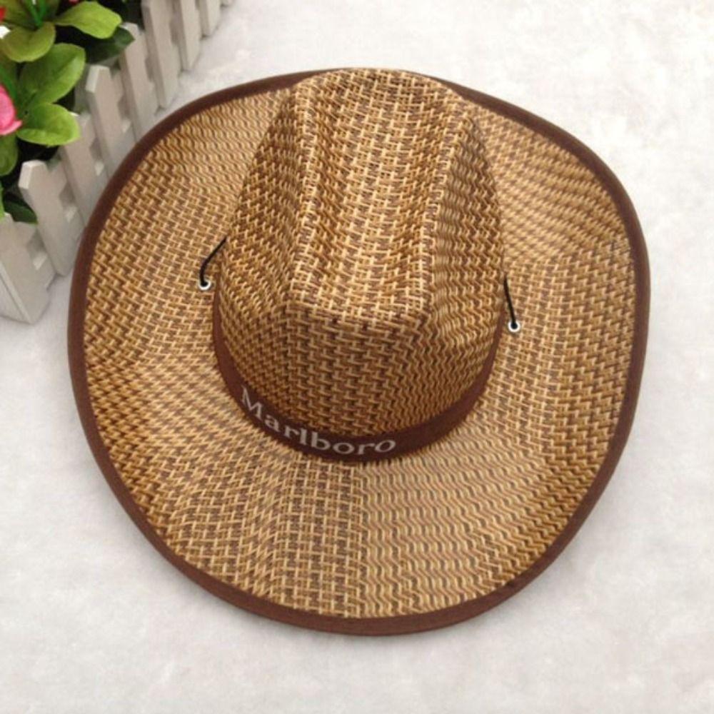 Men Women Straw Hat UV Protection Sun Protection Hat New Western Cowboy Hat  Summer Fashion Wear