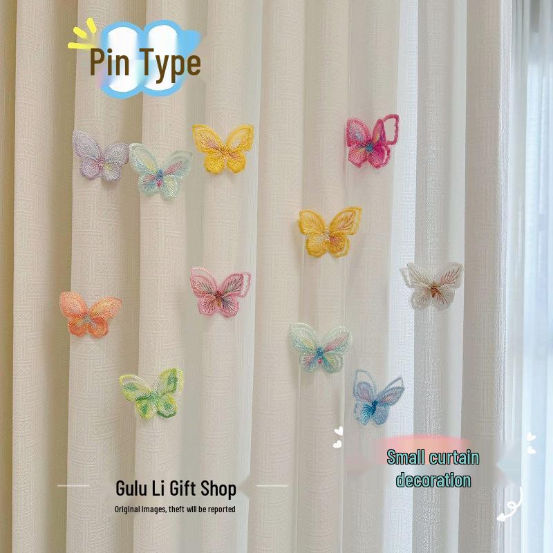 Double-Layer Embroidered Butterfly Mesh Curtain Accessories
