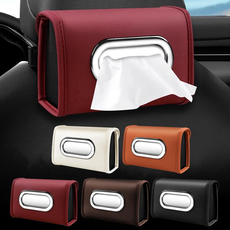 Car Tissue Box Holder Pu Leather Car Center Console Armrest Napkin Box, Hanging Multi-Functional Tissue Box, Tissue Bag