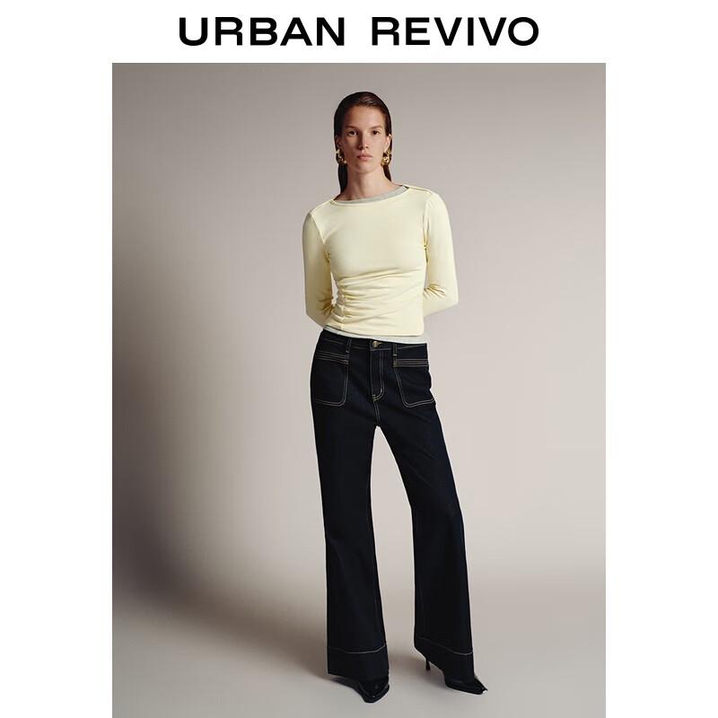 UR Women's Contrast Stitch Flare Denim Pants