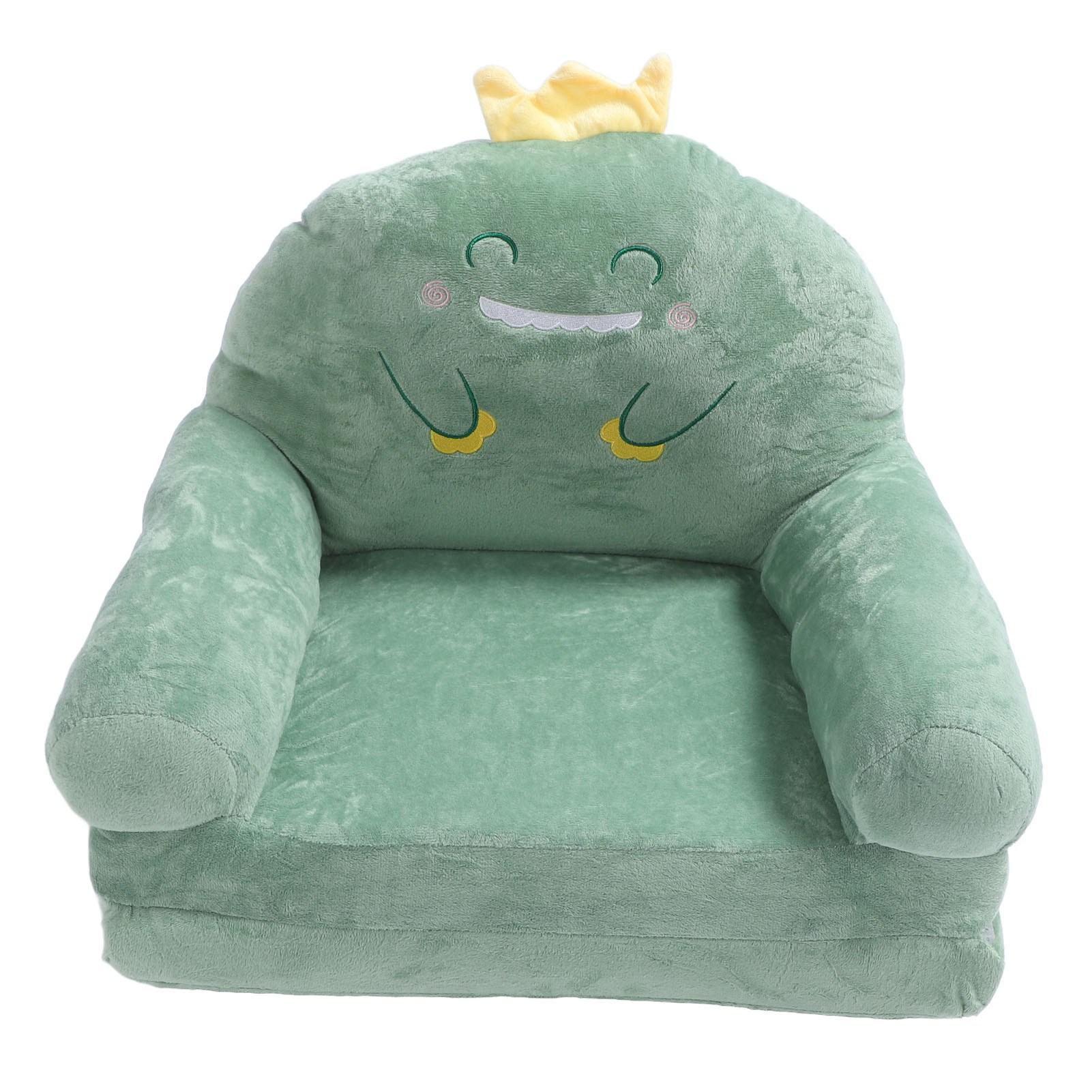 Kids Sofa Cartoon Green Dinosaur Foldable Wide Handle Soft Breathable Toddler Chair for Reading Relaxing Sleeping cm