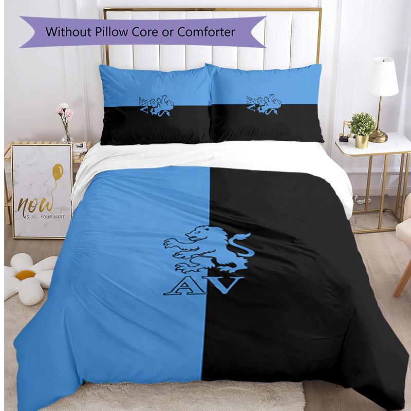 Set Lenzuola Stampato Aston Villa Football 3 Pezzi, Comodo Set Copripiumino per Camera da Letto Amico della Pelle