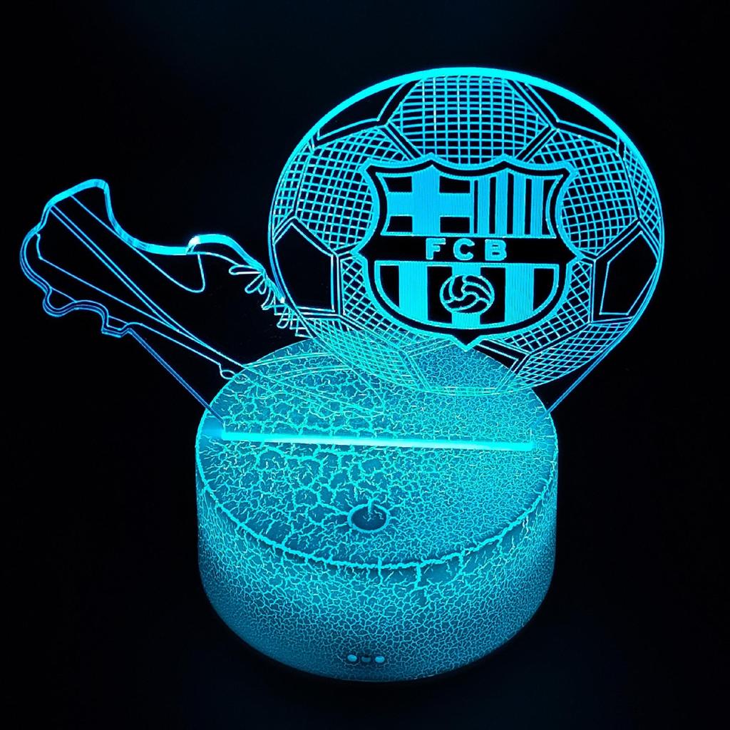 Lámpara de Escritorio Nocturna Para Niños Fc Barcelona Fútbol Soccer 16 LED 3D + Mando a Distancia