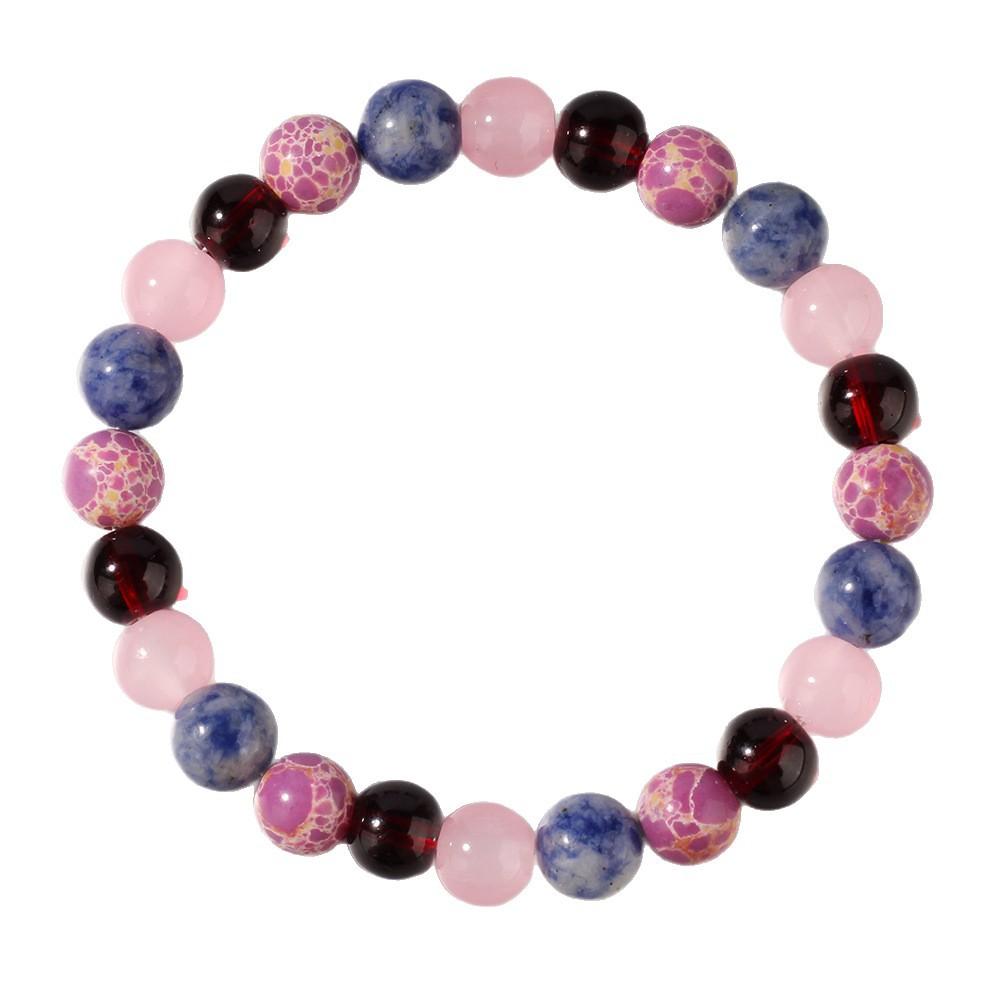 Festive Gifts Garnet Rose Quartz Sodalite Purple Crackle Stone Beaded Bracelet Natural Fashion Jewelry For Men Women Daily Wear Gift