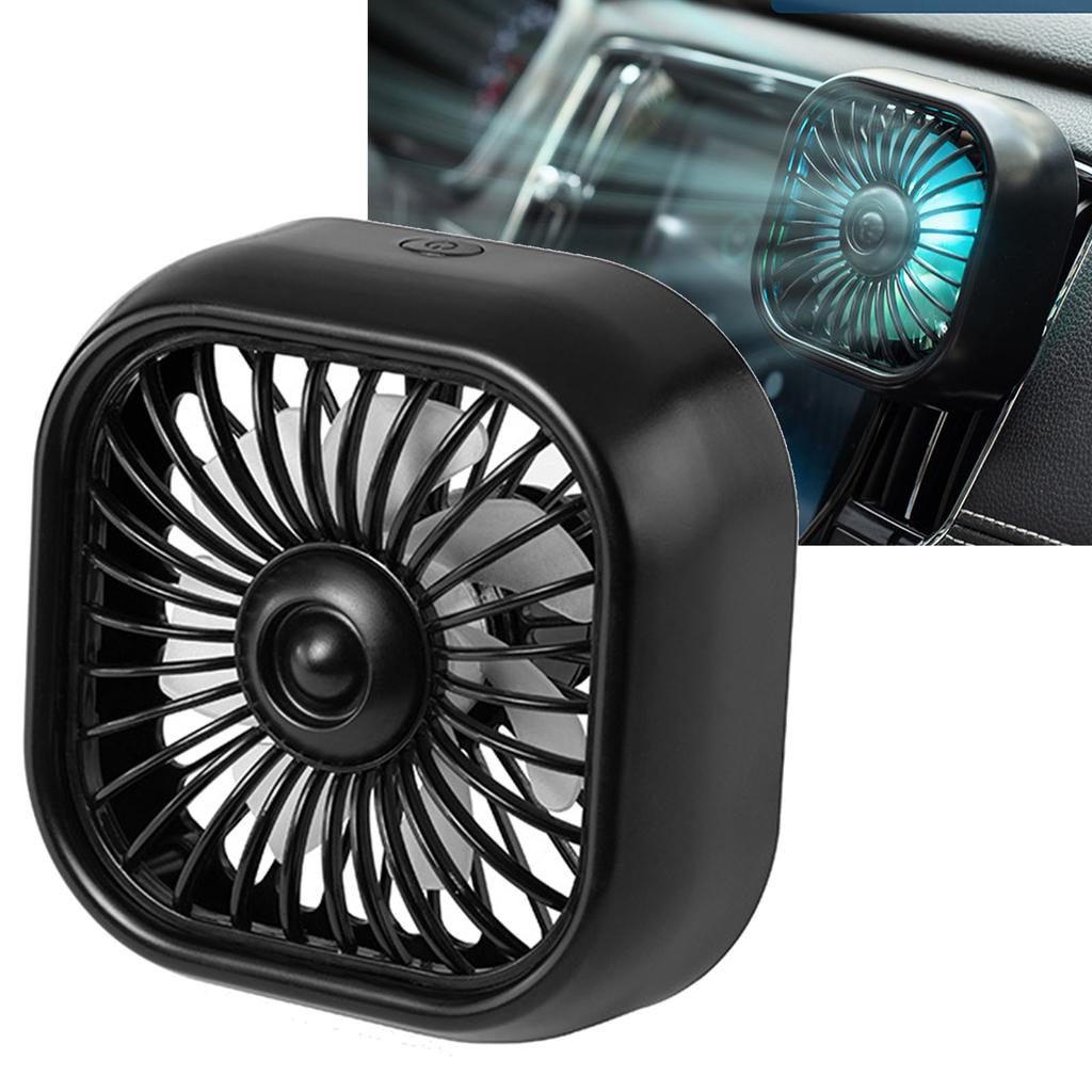 Auto Lüftungshalterung Ventilator Buntes Licht 3 Windgeschwindigkeiten Geräuscharm USB Kühlventilator für Fahrzeuge Schwarz