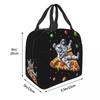 Astronaut With Pizza In Space Cartoon Insulated Lunch Bag for Women Kids Leakproof Food Boxes Thermal Lunch Box Tote