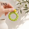 Easy Wear Earlobe Friendly 1 Pair Boho Raffia Circle Earrings for Women, Summer Handmade Large Straw Rattan Round Drop Dangle Earrings, Statement