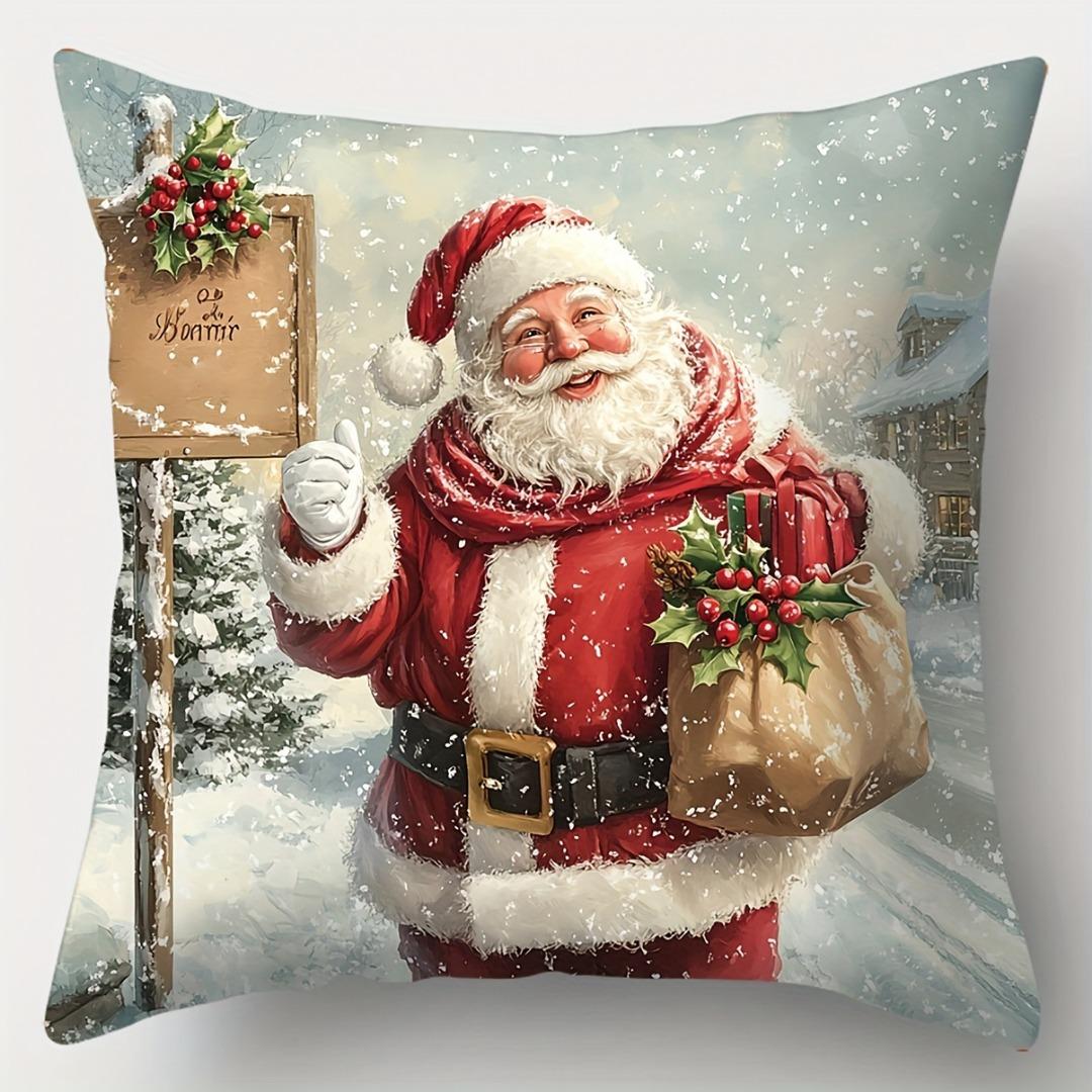 

1pc Red Christmas Cushion Cover Snowman Santa Claus Durable Cover 2025 New for Home Ornament Xmas New Year Christmas Decoration 45x45cm