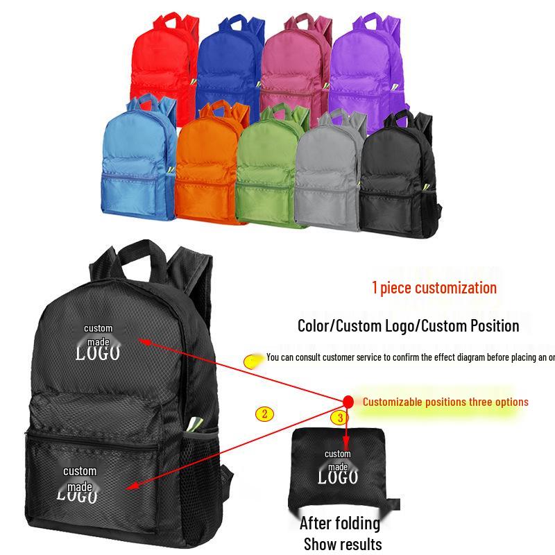 Foldable Printed Logo Backpack - Lightweight Travel & Hiking Upgrade Version