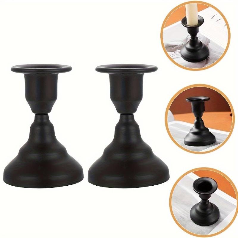 2Pcs Vintage Metal Candlestick Holders Matte Black Taper Candle Stand for Wedding Party Table Decor