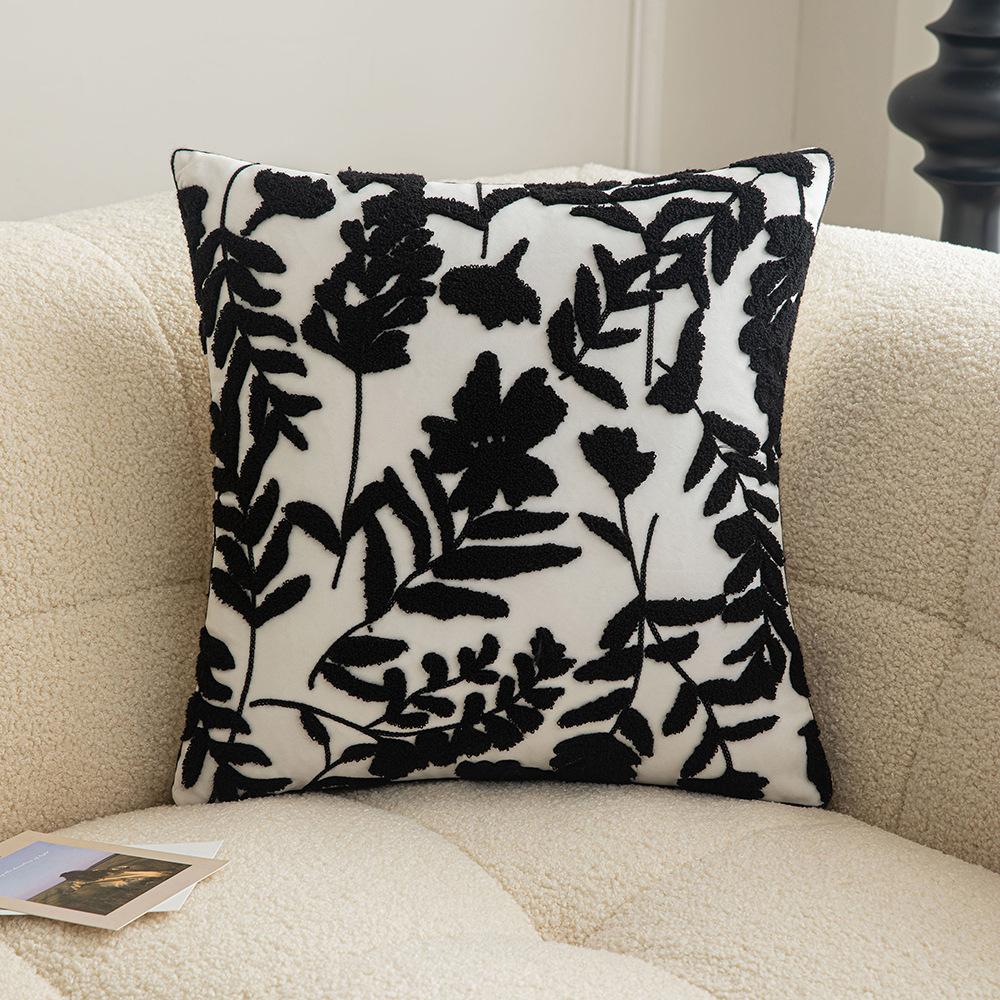 French Three-Dimensional Embroidered Pillow Cover Lamp Luxury High-End Bedside Pillow Square Tufted Living Room Sofa Cushion Cover