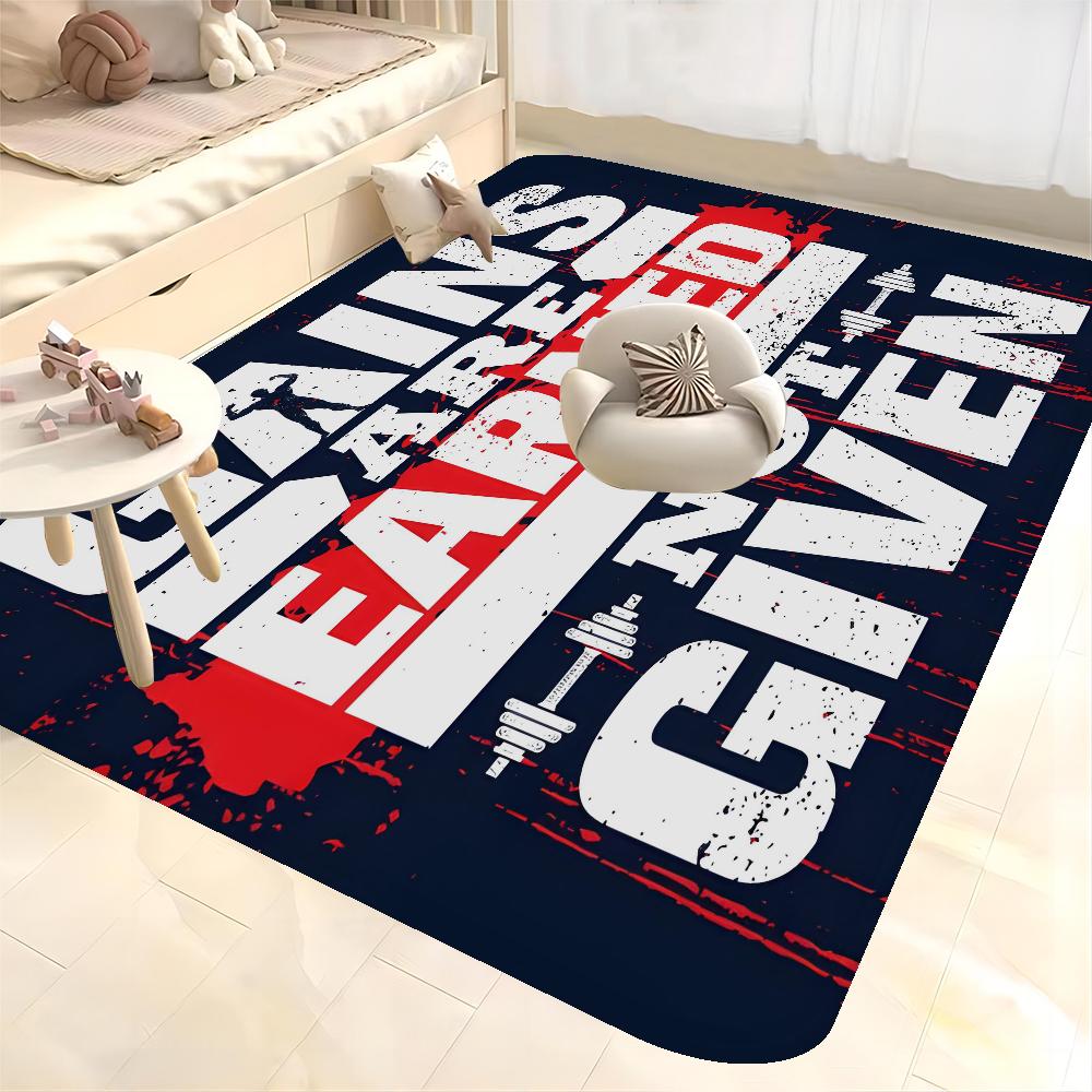 No Pain No Gain GYM Room Mats Washable Non-Slip Living Room Sofa Chairs Area Mat Kitchen Alfombra